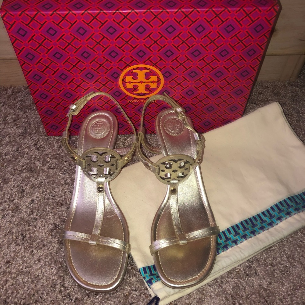Tory Burch Spark Gold Miller 60mm Wedge Sandals